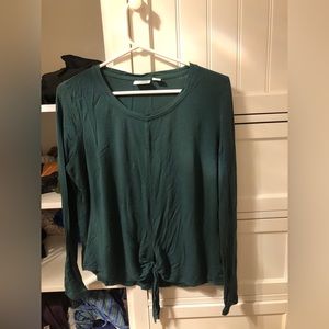 noisy may Super Soft Forest Green Tie Front Long Sleeve Full Length Top